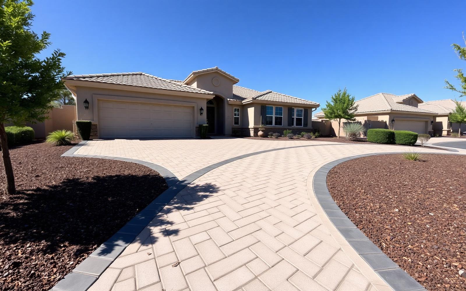 New interlocking paver driveway after installation
